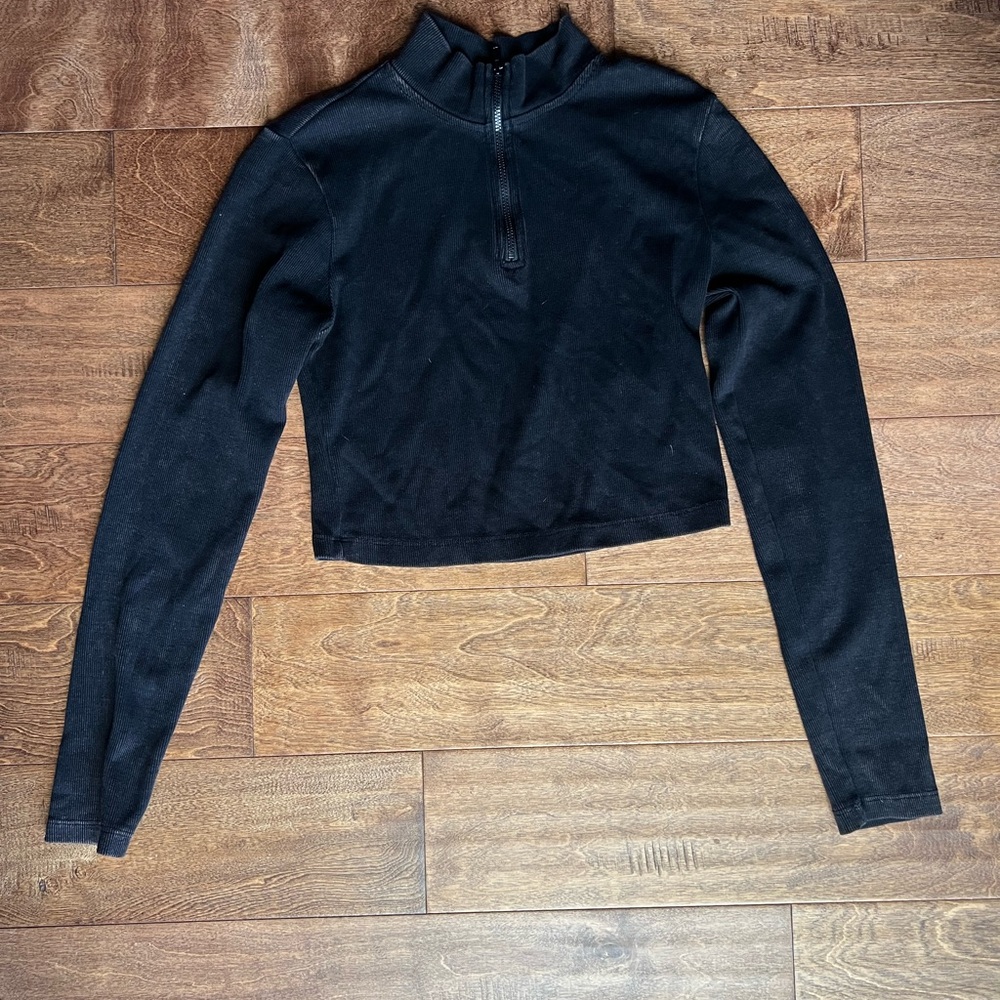 Target Black Fitted Crop Top with Long Sleeves